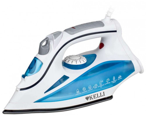 Утюг Kelli KL-1630 бел-голуб. 2600 Вт керам.покр. пар самоочистка