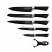 Ножи набор MC-9204 MERCURY пласт. руч. мрам. покр. 6пр. метал. подар. упак. черн.