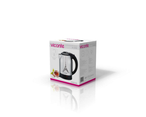 Чайник электрический Viconte VC-3256 серебристый нерж.ст. диск 2,2 л 2200 Вт