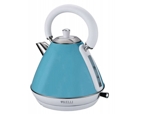 Чайник электрический Kelli KL-1330 бел-голуб. метал. диск 1,7 л 2200 Вт