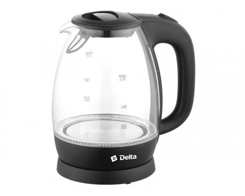 Чайник электрический Delta DL-1203 черный стекло диск 1,7 л 2200 Вт