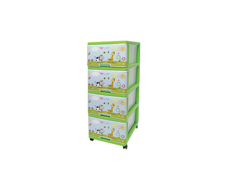 Комод детский DDStyle 0-22 50х40х98,5см 4 ящика пластик разноцвет. с рисунком