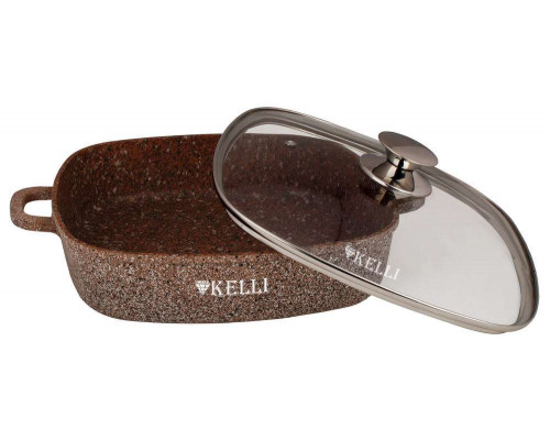Сотейник KL-4059-28 Kelli 4,5л алюм. гран. покр. с крыш. коричн.