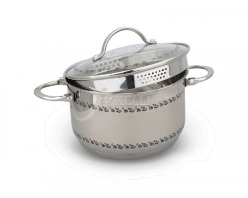 Кастрюля KL-4262-24 Kelli 6л нерж. ст. инд. с крыш. матовый