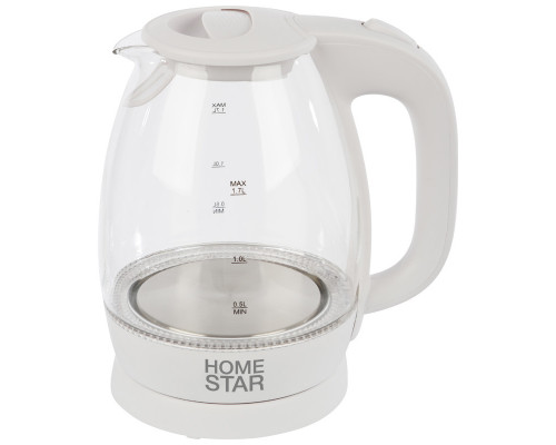Чайник электрический Homestar HS-1012 003566 1,7л стекло 2200Вт белый