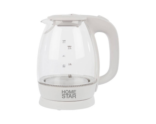 Чайник электрический Homestar HS-1012 003566 1,7л стекло 2200Вт белый
