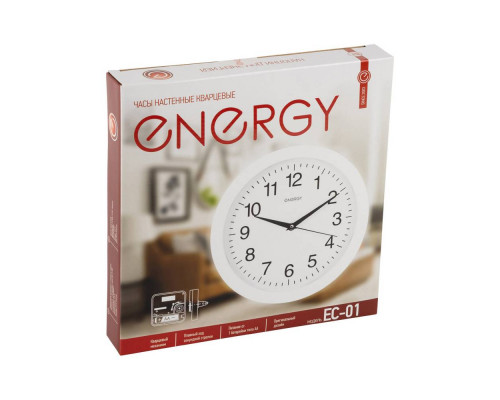 Часы EC-01(009301) Energy d-27,5см кругл. бел.