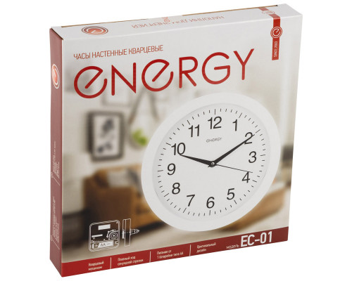 Часы EC-01(009301) Energy d-27,5см кругл. бел.