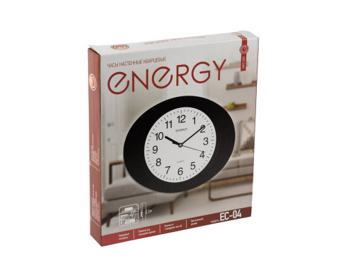 Часы настен. EC-04(009304) Energy овал. черн. пластик