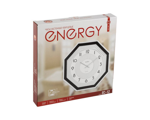 Часы настен. EC-12(009312) Energy d-33см 8-миугол. сер. пластик