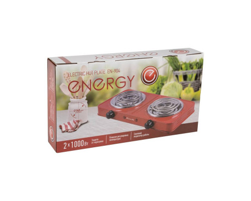 Электроплитка 2конф. ENERGY EN-904 158904 2000Вт 14см упр. механическое сталь эмаль белый
