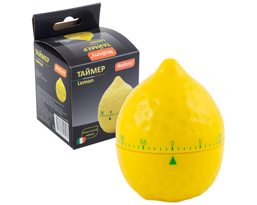 Таймер (003542) Mallony "Lemon" 8х6см. механ. пластик желт.