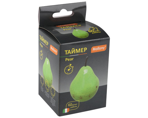 Таймер (003618) Mallony "Pear" 6,7х9,1см пластик зелен.