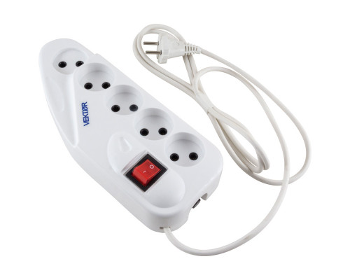 Фильтр сетевой (002697) VEKTOR LITE 5м/5роз. пластик бел.