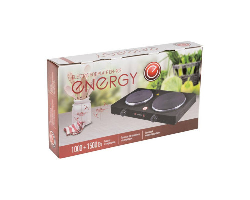 Электроплитка 2конф. Energy EN-903 158903 1500Вт сталь эмал. диск белый прямоугол.