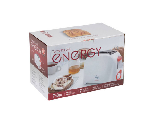 Тостер 2 слота EN-263(011889) Energy 7степ. прожар. 750Вт бел.