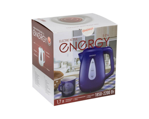 Чайник электрический Energy E-214 фиолетовый пластик диск 1,7 л 2200 Вт
