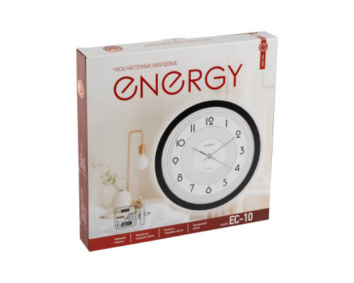 Часы настен. EC-10(009310) Energy d-32,8см кругл. черн. пластик
