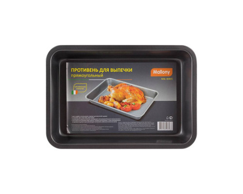 Противень Mallony MAL-K001S (985219) 28х19,5х3,8см. ант. покр. прямоугол. сталь