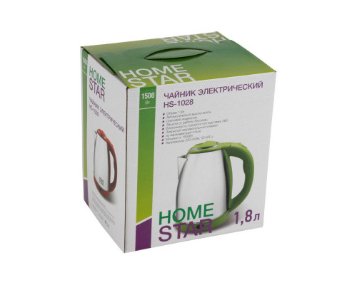 Чайник электрический Homestar HS-1028 красный нерж.ст. диск 1,8 л 1500 Вт
