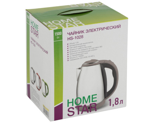 Чайник электрический Homestar HS-1028 бежевый нерж.ст. диск 1,8 л 1500 Вт