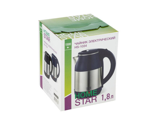 Чайник электрический Homestar HS-1034 черный нерж.ст. диск 1,8 л 1500 Вт