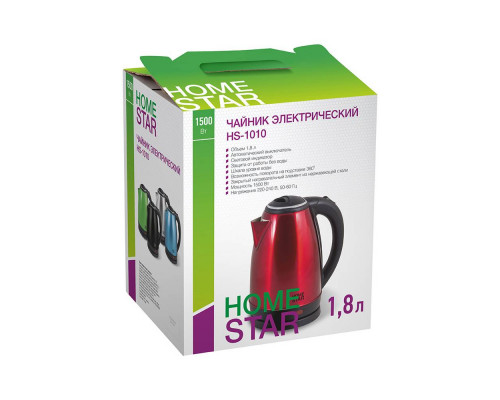 Чайник электрический Homestar HS-1010 003014 1,8л нерж. сталь 1500Вт красный