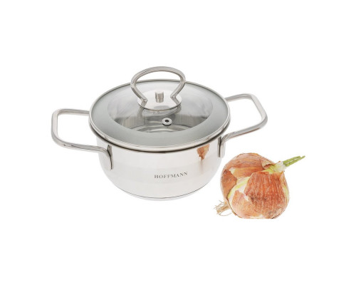 Кастрюля НМ5314 HoffMann 1л. 3-х сл. капс. дно нерж.ст