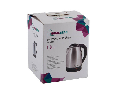 Чайник электрический Homestar HS-1010A 003582 1,8л нерж. сталь 1500Вт стальной