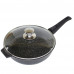 Сковорода ALTEI Granit Perfection black 02-2450-110 24см алюминий гран. крышка стекло ручка съемная 