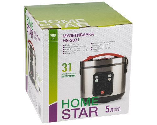 Мультиварка Homestar HS-2031 105383 5л 900Вт упр. электр. 31 програм. нерж сталь серебристый