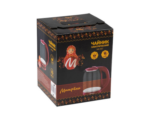 Чайник электрический Матрена МА-007 105226 1,8л стекло 1500Вт вишнёвый
