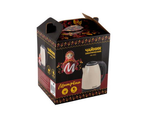 Чайник электрический МАТРЁНА МА-002 бежевый нерж.ст. диск 1,8 л 1500 Вт