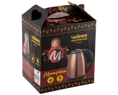 Чайник электрический МАТРЁНА МА-002 006747 1,8л нерж. сталь 1500Вт медный