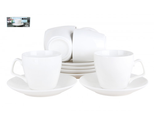 Чайный сервиз КОРАЛЛ Классика NSF12-L-WN 12пр. 0,2л керамика белый