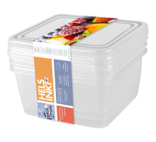 Набор контейнеров для заморозки PT Frozen 0,45л квадр. 115х115х85 мм 3шт нат.
