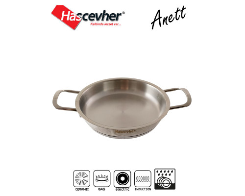 Сковорода Hascevher Anett 3TVDGR0018003 18см нерж. сталь серебристый