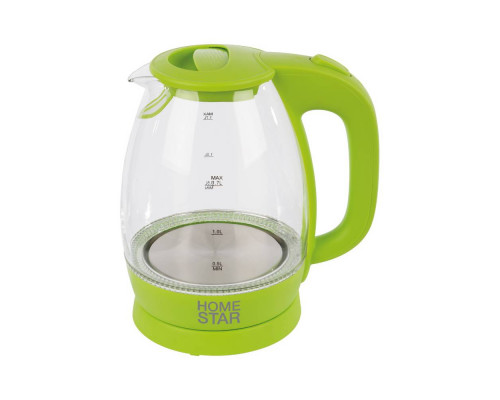Чайник электрический Homestar HS-1012 зеленый стекло диск 1,7 л 2200 Вт