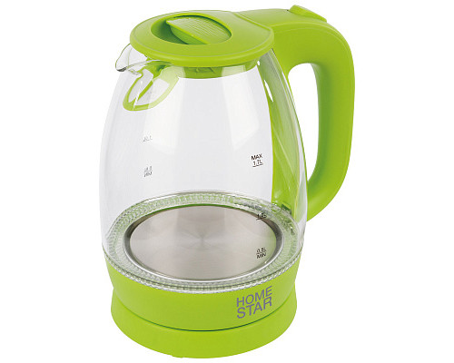 Чайник электрический Homestar HS-1012 зеленый стекло диск 1,7 л 2200 Вт