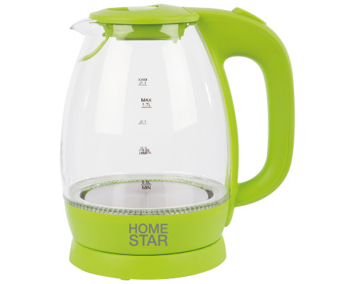 Чайник электрический Homestar HS-1012 зеленый стекло диск 1,7 л 2200 Вт