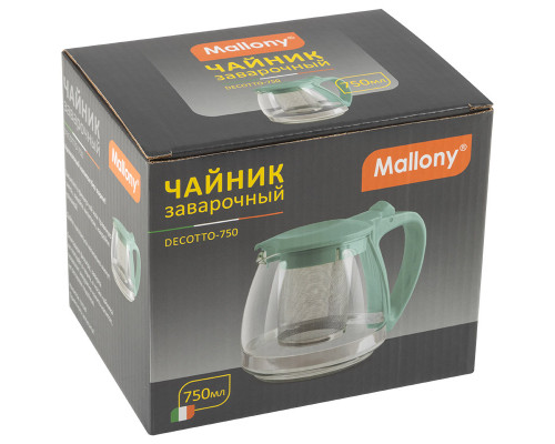 Чайник заварочный Mallony DECOTTO-750 910106 0,75л стекло/пластик зелёный