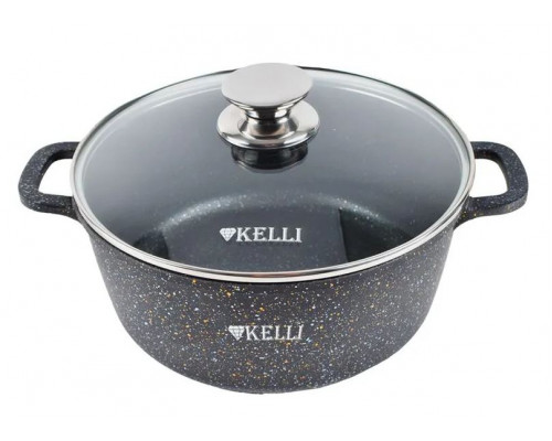 Кастрюля с крышкой Kelli KL-4022-24 4,5л 24см алюм. инд. мрам.покр. серый