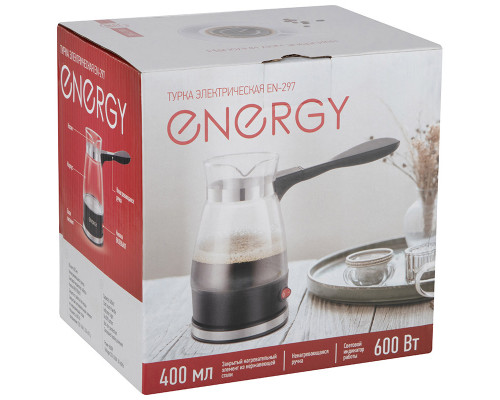 Турка электрическая Energy EN-297 106199 600Вт пластик/стекло чёрный