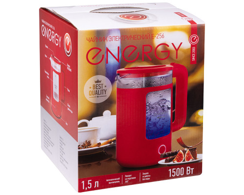 Чайник ENERGY E-256 (1.5л) стекло, красный