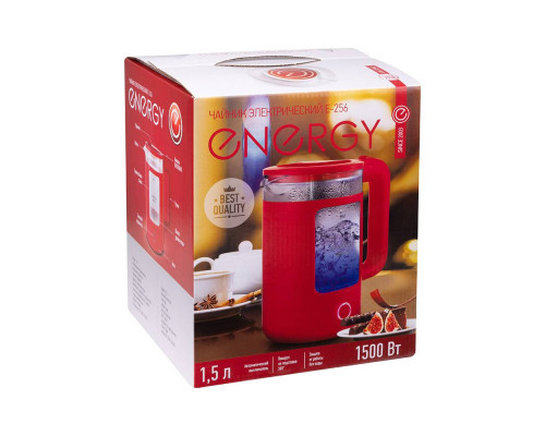 Чайник ENERGY E-256 (1.5л) стекло, красный
