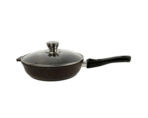 Сковорода ALTEI Granit Perfection chocolate 02-2855-110 28см алюминий гранит. крышка стекло ручка съ