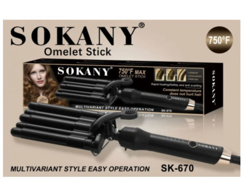 Щипцы-плойка SOKANY SK-670 90Вт пластик керам. чёрный тройные