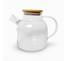 Чайник заварочный №579 XOZ-115-3 1,5л стекло крышка бамбук прозрачный