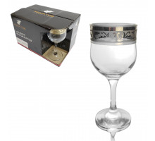 Бокалы для вина набор Богемия MS163/01 6 0,24л 7,5х16,5см стекло с декор прямоугол.