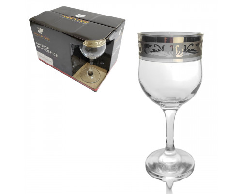 Бокалы для вина набор Богемия MS163/01 6 0,24л 7,5х16,5см стекло с декор прямоугол.